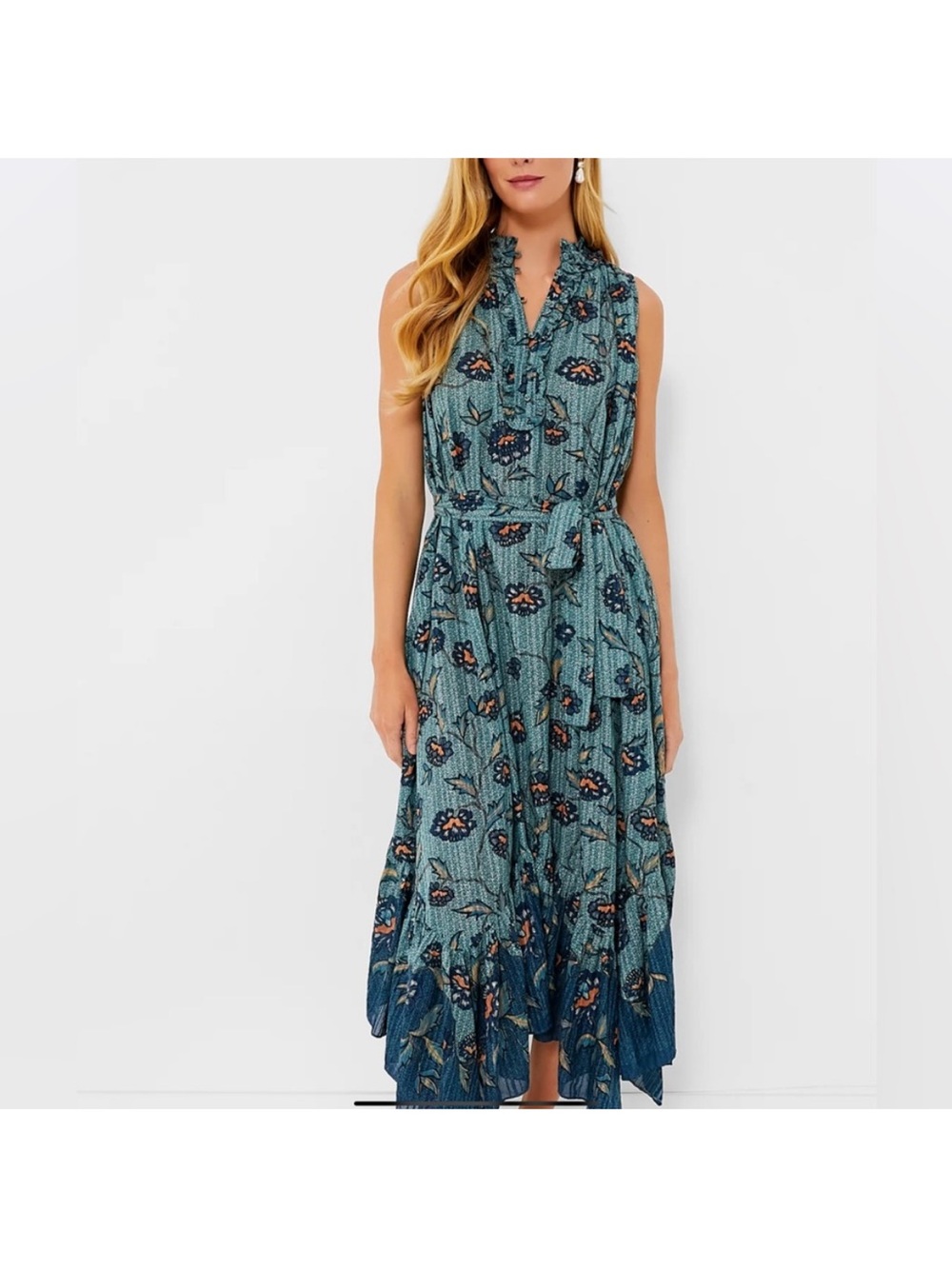 Ulla Johnson Teal Floral Maxi Dress